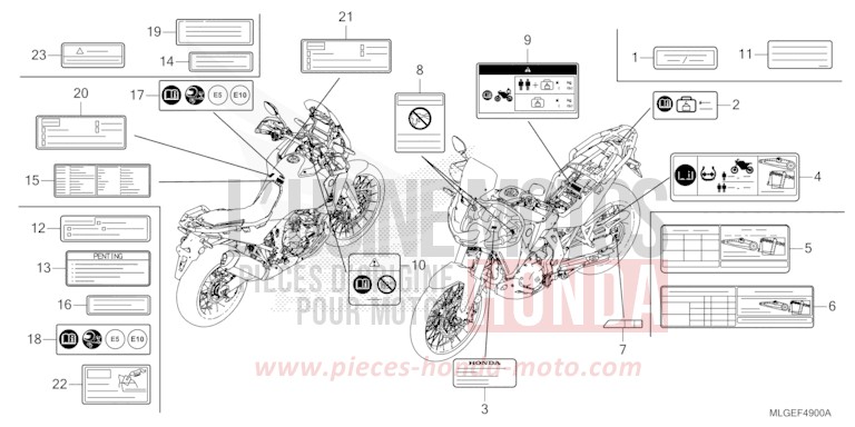 ETIQUETTE DE PRECAUTIONS de Africa Twin DCT GRAND PRIX RED (R380B) 2023